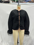 2025 New Women's Clothing Explosion Hair Spliced Cotton Jacket