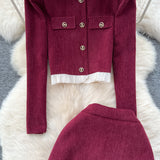 Half-Body Dress Girl Autumn And Winter High-End Collar Bubble Sleeve Top Skirt Two Sets 0605