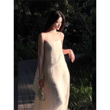 White Atmosphere With A Fluttering Ribbon Dress Women's New Summer Languid Lady Dress