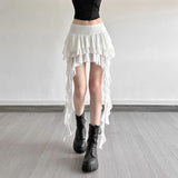 Fashion 2025 Summer New Women's Clothing Pure Hot Girl High Waist Irregular Design Short Skirt