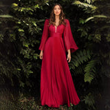 2025 New Women's Wish Sexy Deep V Long-Sleeved Dress Dress