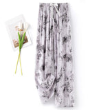2025 High-End Cotton Pyjamas Ladies Summer Thin Artificial Silk Home Leisure Long Trousers Straight Can Be Worn Outside