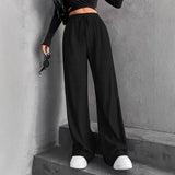 New Hanging Mop High-Waisted Trousers Loose Temperament Straight Women's Niche Design Solid Color Trousers