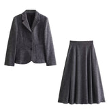 New Elegant Retro-Blend Minimalist Suit High Waist Half-Dress
