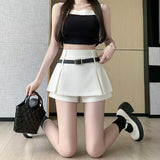 Small Half-Dress Girl Hottie Thin A-Word Short Skirt Summer New High-Waist College Style Pure Folding Skirt