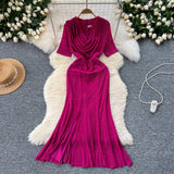 Cisterous Woman Sexy Collar Short Sleeve Dress Female High-End Royal Sister Repair Hot Diamond Open Fork Long Fishtail Dress