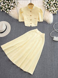 Purchasing Products For Women's Fashion Sets Stand-Neck Single Buckle Short Top Two Sets Of High-Rise Skirt Summer