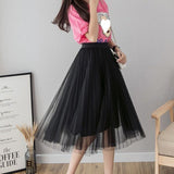 Net Yarn Skirt Women's Summer Long A Skirt High Waist 100 Folding Skirt 2025 Thin Soft Hanging Yarn Skirt