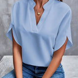 2025 Summer New V-Neck Shirt Women Solid Color Casual Buffet Shirt