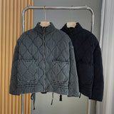 New Solid Color Collar Zipper Large Pocket With Long-Sleeved Cotton Coat Water-Washed Cotton Clothes