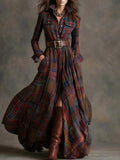 2025 Women's Shirt Dress Digital Print Collar Long Sleeve Retro Dress Dress