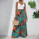 Summer Ladies Pants Tropical Holiday Wind New Fashion Leisure Comfortable High-Waist Broad Leg Trousers