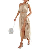 2025 Women's Fashion Slanted Shoulder Bow Set Open Large Pendulum Dress Two Sets Of Women