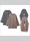 Explosion ZR Women's Temperament With Scarve Short Knit Coat