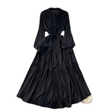 Elegant Dress Female Design Sense Single Buckle Loose Belt Strap Thin Temperament Over The Knee Dress 0515