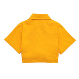 Summer 2025 Color Elastic New Women's Knot Short Shirt Linen Blend