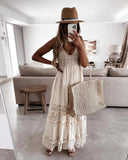 Women's Dress Casual Lace Splicing Sleeveless Long Dress