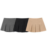 Women's New 2025 Casual High-Rise Thin Wide Folding Pure-Colored Skirt