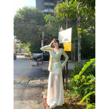Holiday Style Set A Complete Set Of Early Spring New Sunscreen Long-Sleeved Top Design Half-Body Skirt Tide