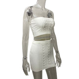 Spring 2025 New Fashion Women's Clothing Wrapped Breastless Sleeve Small Breasted Hottie Solid-Colored Bag Hip Skirt Suit