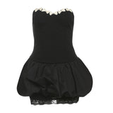 2025 Winter Women's New Fashion Hottie Bump Color Palming Body Splicing Flower Boobs Dress Dress