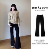 Hong Kong Style Blue Hottie Slim Elastic Shoes Women Autumn And Winter 2025 High-Rise Thin Horseshoe Long Pants