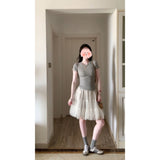 Summer Design Sense Niche Thin Top Three-Dimensional Layer Sense Mesh Dress High-Rise Suit
