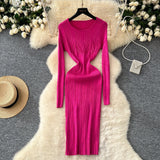 Simple Sexy Pit Strips Body-Body-Groom Knitted Dress Autumn Solid-Colored Bottom Skirt One-Step Dress Woman