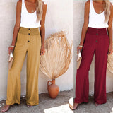 2025 New Women's High-Waisted Long-Term Cotton-Sight Broad-Legged Trousers Loose And Relaxed Casual Broad-Legged Women