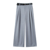Multicolor 2025 Spring New Women's Fashion Simple With Belt Double Fold Trousers