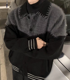 Black Stitched Knitted Jersey Jacket Oversize Winter 2025 New Trend Design For Couples Sweater