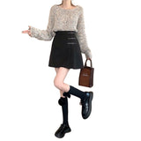 Large-Size Skirt Irregular Skirt Women Autumn And Winter New Fat Mm High Waist Thin Crops A Word 100-Fold Skirt