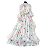 French Elegant Dress Women 2025 New Fashion Set To Collect Waist Thin Temperament Print Chiffon Over-Capped Skirt