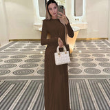 Hot Women's Evening Dress 2025 Summer New Fashion Temperament Dress With A Round-Neck Long-Sleeved Dress