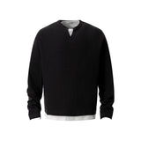 Waffle Wears Two Long-Sleeved T-Shirts For Men And Women Loosely Lazy Wind Oversize Design Sense Simple Top