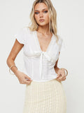 New Hot Girl Style With Short-Sleeved Summer Splicing Lace Strap Sexy Top Vest