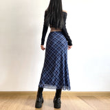 2025 Autumn New Women's College Style Retro Print Repair Height Waist Open Skirt