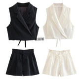 New Fashion Trend Women's Linen-Blend Body Vest Casual Shorts