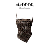 Hottie Little Wildcat Irregular Leopard Tectar Sling Vest Fashion Fishtail Ass Skirt Set