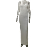 2025 Summer New Holiday Style Knitted Dress Women's Sling Skirt Side Open-Back Hollow Pattern Knitted Skirt