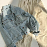 Net Red Ins European-Style Cotton Cotton Retro Denim Jacket Women's Spring And Autumn Thin Korean Version Of Loose Short-Sleeved Shirt