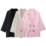 Spring 2025 New Women's Wrinkle Effect Blazer + Trousers Fashion Suit