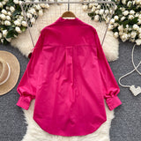 French Niche Design Three-Dimensional Flower Shirt Women's Autumn Loose Thin Ocean To Reduce The Age Of Chic Light Luxury Blouse