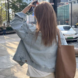 Net Red Ins European-Style Cotton Cotton Retro Denim Jacket Women's Spring And Autumn Thin Korean Version Of Loose Short-Sleeved Shirt
