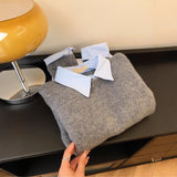 Autumn 2025 New Fake Two Shirt Collar Sweater Women With Lazy Wind Collared Gray Knitted Shirt Top