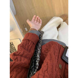 Vintage Temperament Red Mahjong Short Knitted Cardigan Women's Autumn And Winter New Niche Design High-End Sweater Jacket