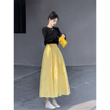 2025 New Summer Pear-Shaped Body Folds Tight Waist Thin A Skirt Hanging Small Design Half-Body Skirt