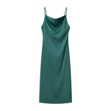 Women's Clothing 2025 Spring New Fashion Texture Texture Swing Tie Slings Fansuit Dress