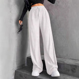 New Hanging Mop High-Waisted Trousers Loose Temperament Straight Women's Niche Design Solid Color Trousers