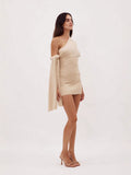 Autumn And Winter New Women's Fashion Elegant Round-Collar Knitted Dress Striped Dress Long Thin